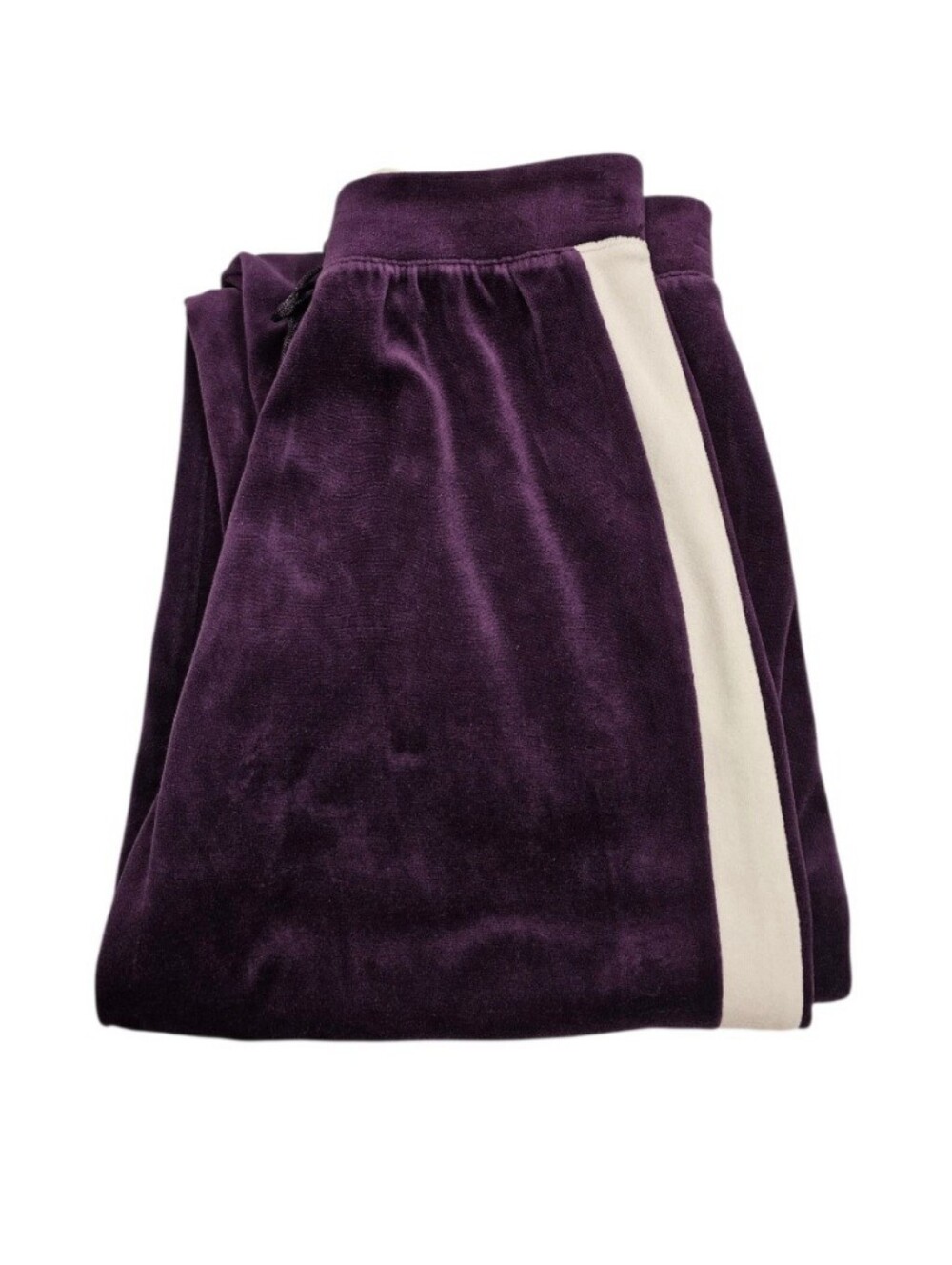Erika Purple Velour Track Pants with Cream Side Stripes - Picture 6 of 7